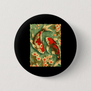 Japanse Koi Vis Kersenbloesem Sakura Kunst Mannen Ronde Button 5,7 Cm