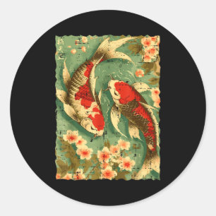 Japanse Koi Vis Kersenbloesem Sakura Kunst Mannen Ronde Sticker