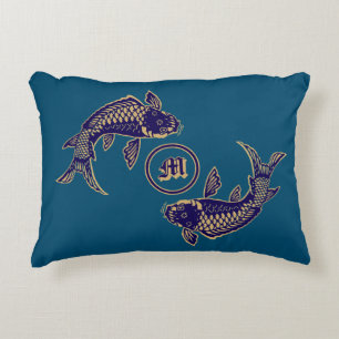Japanse Koi Vis Monogram Accent Kussen