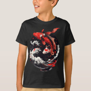 Japanse Koi Vis – Rode & Zwarte Golven T-shirt