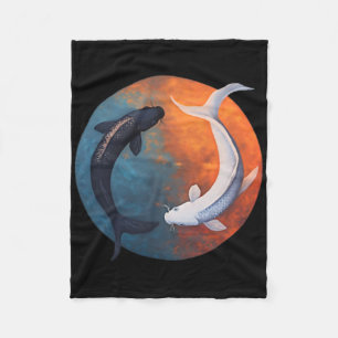 Japanse Koi Vis Yin En Yang Mannen Vrouwen Visser Fleece Deken
