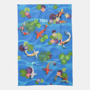 Japanse Koi Visvijver 2026 Kalender Theedoek