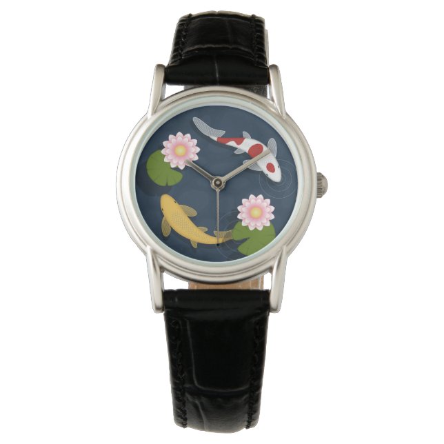 Japanse Koi Visvijver Horloge (Voorkant)