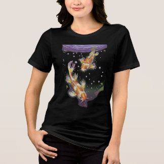 Japanse Koi Visvijver Illustratie Esthetisch Tri-Blend Shirt