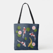Japanse Koi Visvijver Tote Bag (Achterkant)