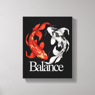 Japanse Koi Yin Yang van Balans Zen Geïnspireerd Canvas Afdruk