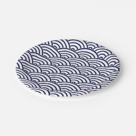 Japanse Koinobori-visschaal in Delft Blue Papieren Bordje