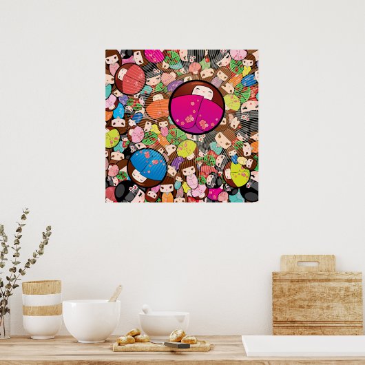 Japanse Kokeshi Doll - Afdruk Poster (Keuken)