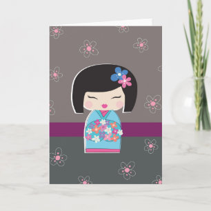 Japanse Kokeshi Doll Note Card Kaart