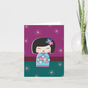 Japanse Kokeshi Doll (pruimen) Note Card Kaart