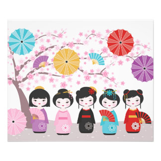 Japanse Kokeshi Dolls Foto Afdruk