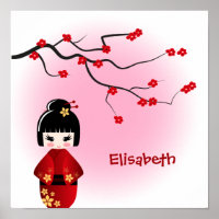 Japanse kokeshi-pop bij sakura blossom