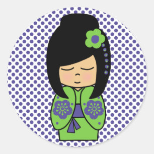 Japanse Kokeshi-pop sticker