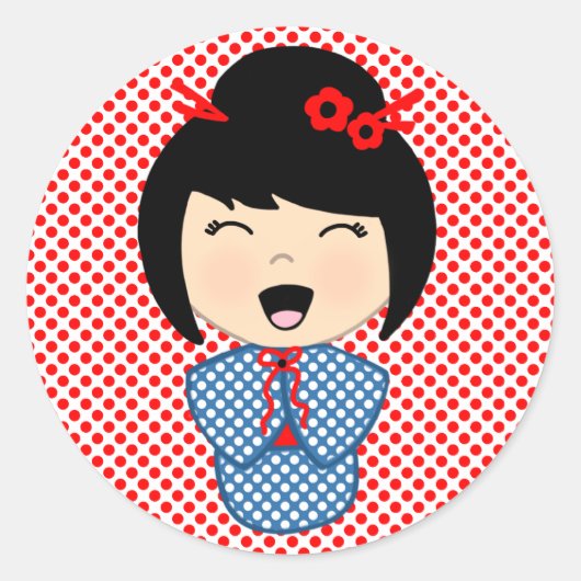 Japanse Kokeshi-pop Sticker (Voorkant)