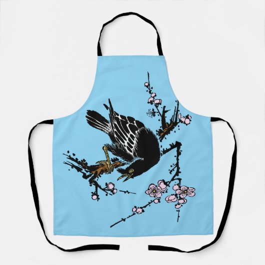  Japanse kraai en kersenbloesems Schort (Voorkant)