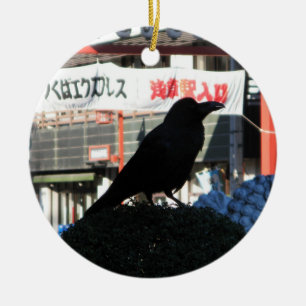 Japanse Kraai Keramisch Ornament
