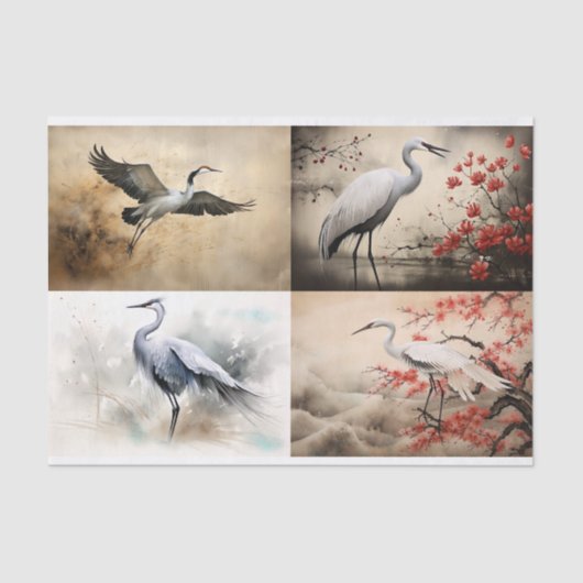 Japanse kraan Collage 2 Decoupage papier (Voorkant)