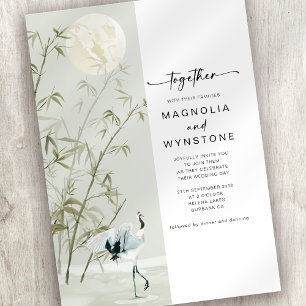 Japanse kraan moderne bruiloft kaart