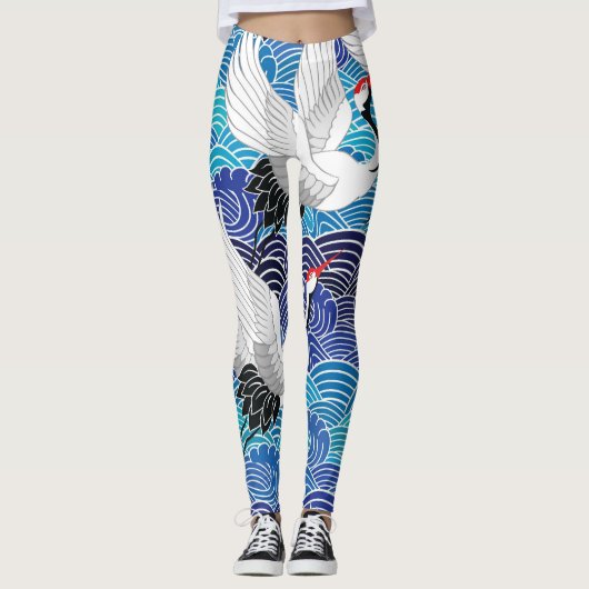 Japanse kraan: vogelpatroon. leggings (Voorkant)