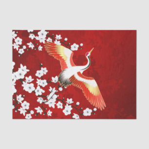 Japanse Kraan Witte Kersenbloesem Rood Tissuepapier