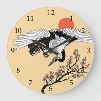 Japanse kraanvogel en bloeiende sakura