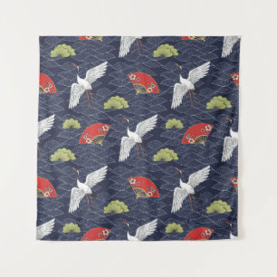 Japanse kranen en ventilatoren:  Patroon Wandkleed