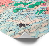 Japanse kranen op Waves  Pattern Poster (Hoek)