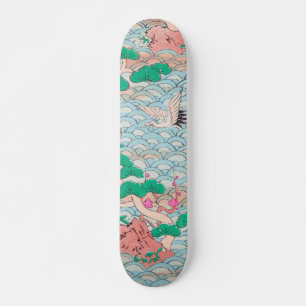 Japanse kranen op Waves  Pattern Skateboard