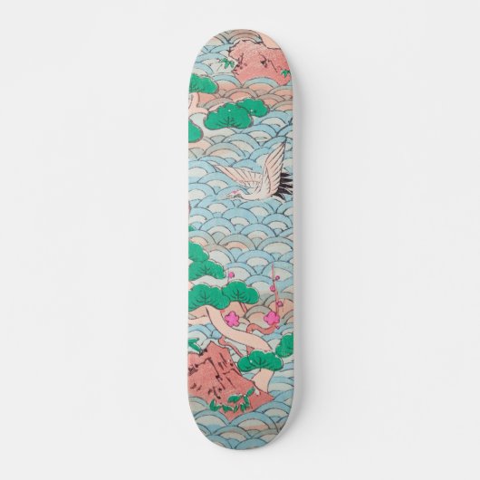 Japanse kranen op Waves  Pattern Skateboard (Voorkant)