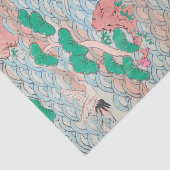 Japanse kranen op Waves  Pattern Tissuepapier (Detail)