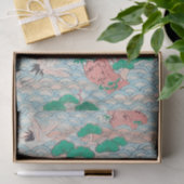 Japanse kranen op Waves  Pattern Tissuepapier (Geschenk)