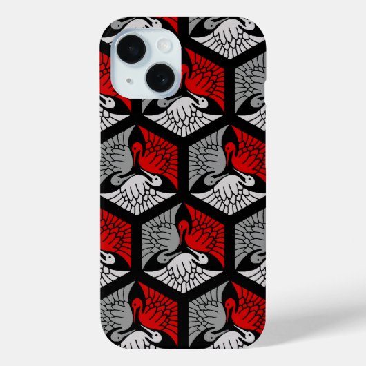 Japanse kranen, rood, grijs, grijs en zwart Case-Mate iPhone case (Achterkant)
