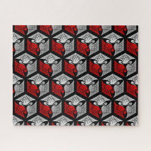 Japanse kranen, rood, grijs, grijs en zwart legpuzzel