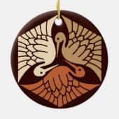 Japanse kranen, tan, roest en chocolade bruin keramisch ornament (Achterkant)