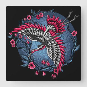 Japanse kranen vierkante klok