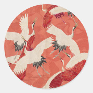 Japanse kranen zijde Kimono klassieke kunst Ronde Sticker