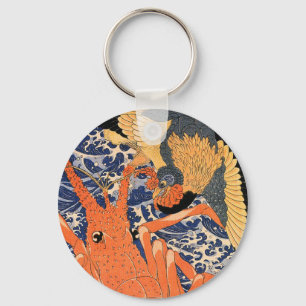 Japanse kreeft en vogel Ukiyo-e Sleutelhanger