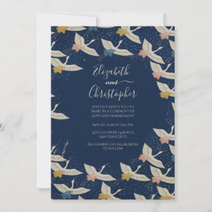 Japanse kruiden blauwe legant bruiloft kaart