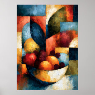 Japanse Kudamono Fruit Bowl Geometrische Stilleven Poster