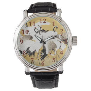 Japanse Kudde Kraanvogels Vintage Vogel Rijke Klas Horloge