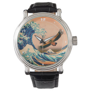 Japanse kunst - Condor & Kanagawa Wave (horloge) Horloge