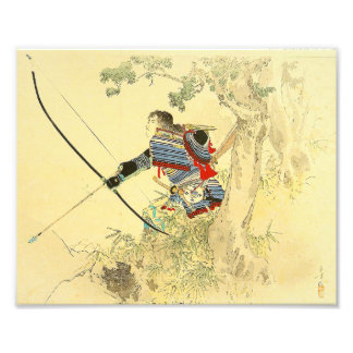 Japanse kunst - een Samurai met een langbuig buisj Foto Afdruk