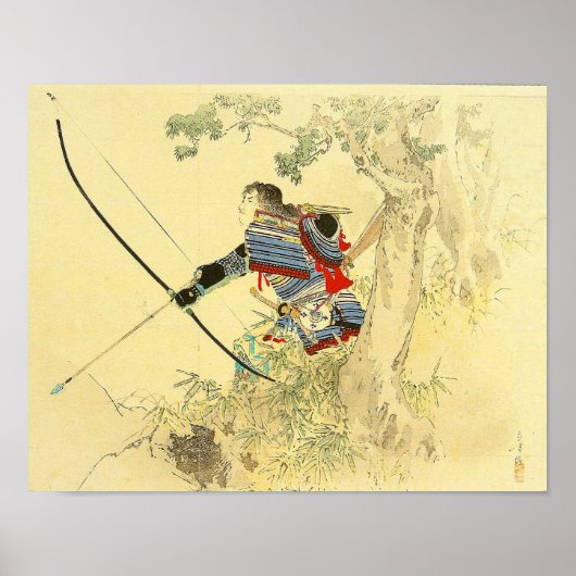 Japanse kunst - een Samurai met een langbuig buisj Poster (Voorkant)