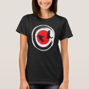 Japanse Kunst Enso Cirkel Vliegende Kranen Ukiyo E T-shirt