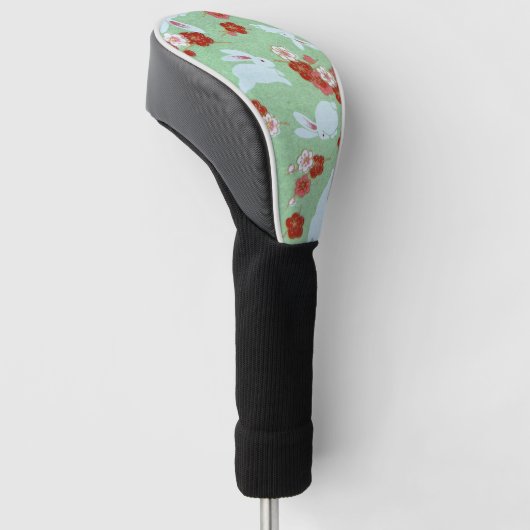 Japanse kunst: groene Sakuras en konijnen Golfheadcover (Schuin)