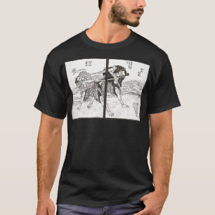 Japanse kunst, Japanse strijder Samurai Woodblock  T-shirt