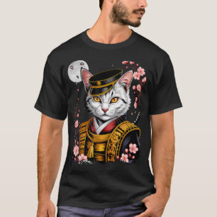 Japanse Kunst Kat Ninja Ukiyo-E Anime Stijl T-shirt