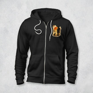  Japanse Kunst Samurai Krijger & Zwarte Kat  Hoodie
