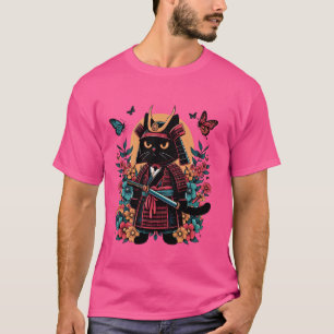 Japanse kunst Samurai Ninja Black Cat Warriors T-shirt