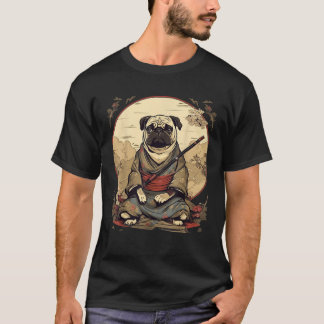 Japanse kunst Samurai Pug Dog T-shirt
